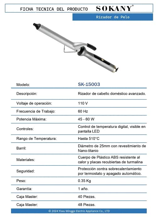 13 FT Rizador de Pelo SK 15003 OP