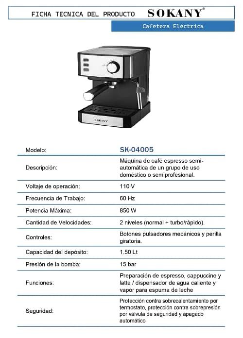 17 FT Cafetera Electrica SK 04005 OP