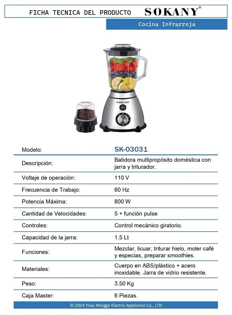 Batidora Multipropósitos 1.5 Litros 3 Batidora Multipropósitos 1.5 Litros - Image 3